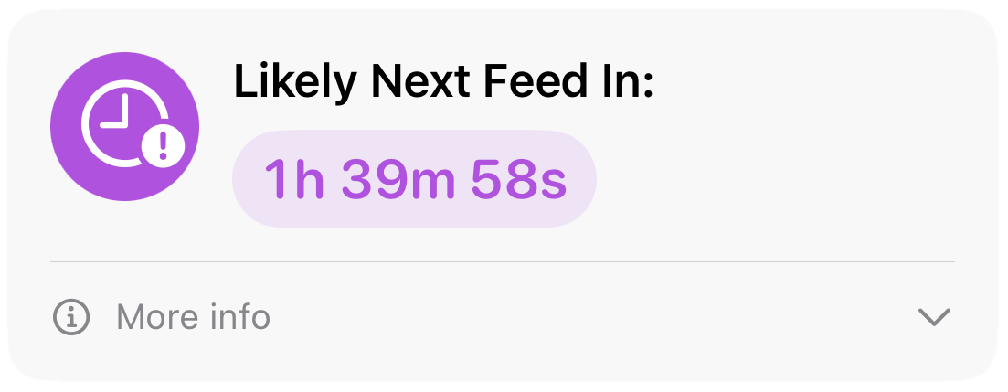 Next Expected Feed feature showing prediction card